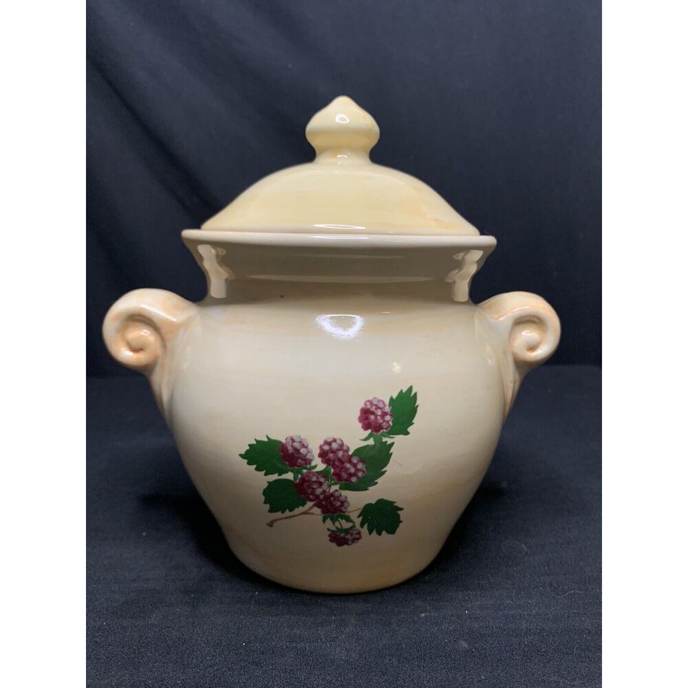 DesignPac, Inc. Ceramic Jar w Lid 6.5" H x 6" Handle to Handle VTG
